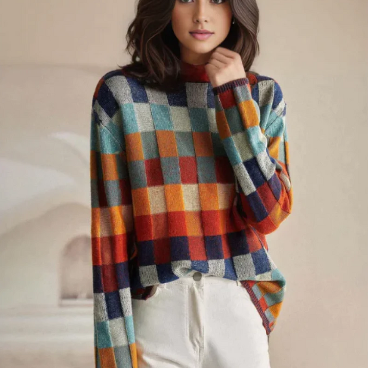 Sophia™ - Cozy Cashmere Patchwork Turtleneck