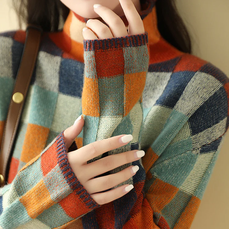 Sophia™ - Cozy Cashmere Patchwork Turtleneck